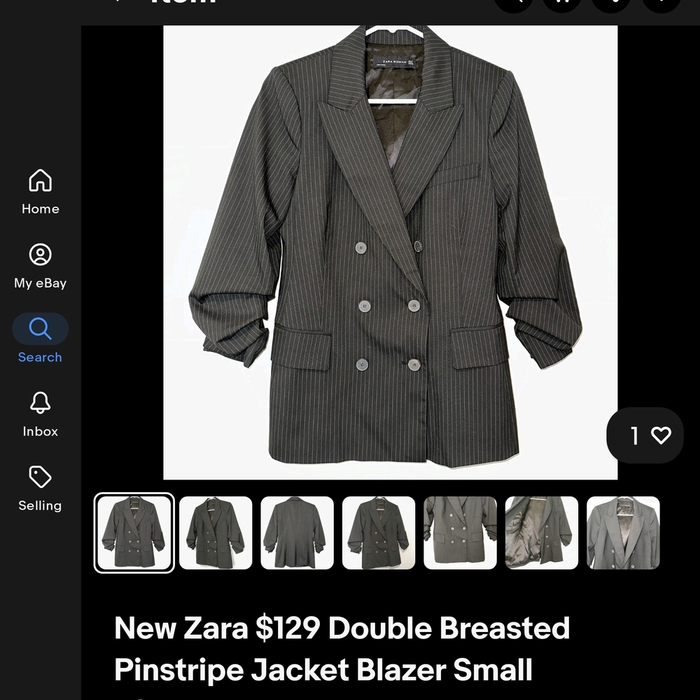 Zara Double Breasted Pinstripe Blazer